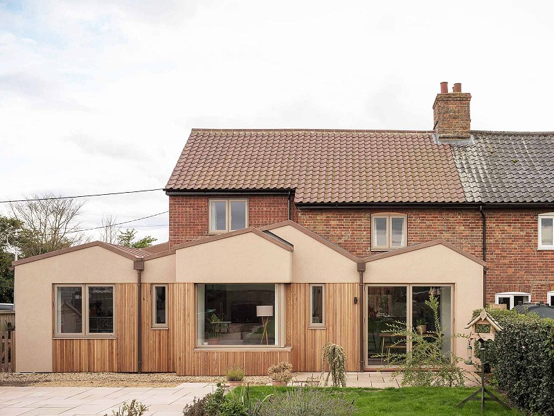 extension Bircham Norfolk architect contemporary timber cladding render